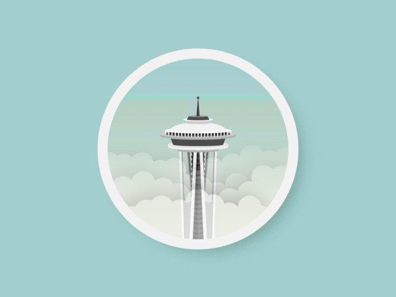 Seattle after effects animation gif illustration motion seattle space needle sunset