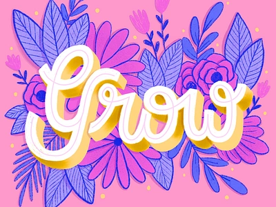 Grow bardot brush botanical illustration floral floral design flower illustration goodtype hand drawn hand lettering illustration lettering lettering art procreate procreate art procreate artist procreate lettering type art type daily typespire