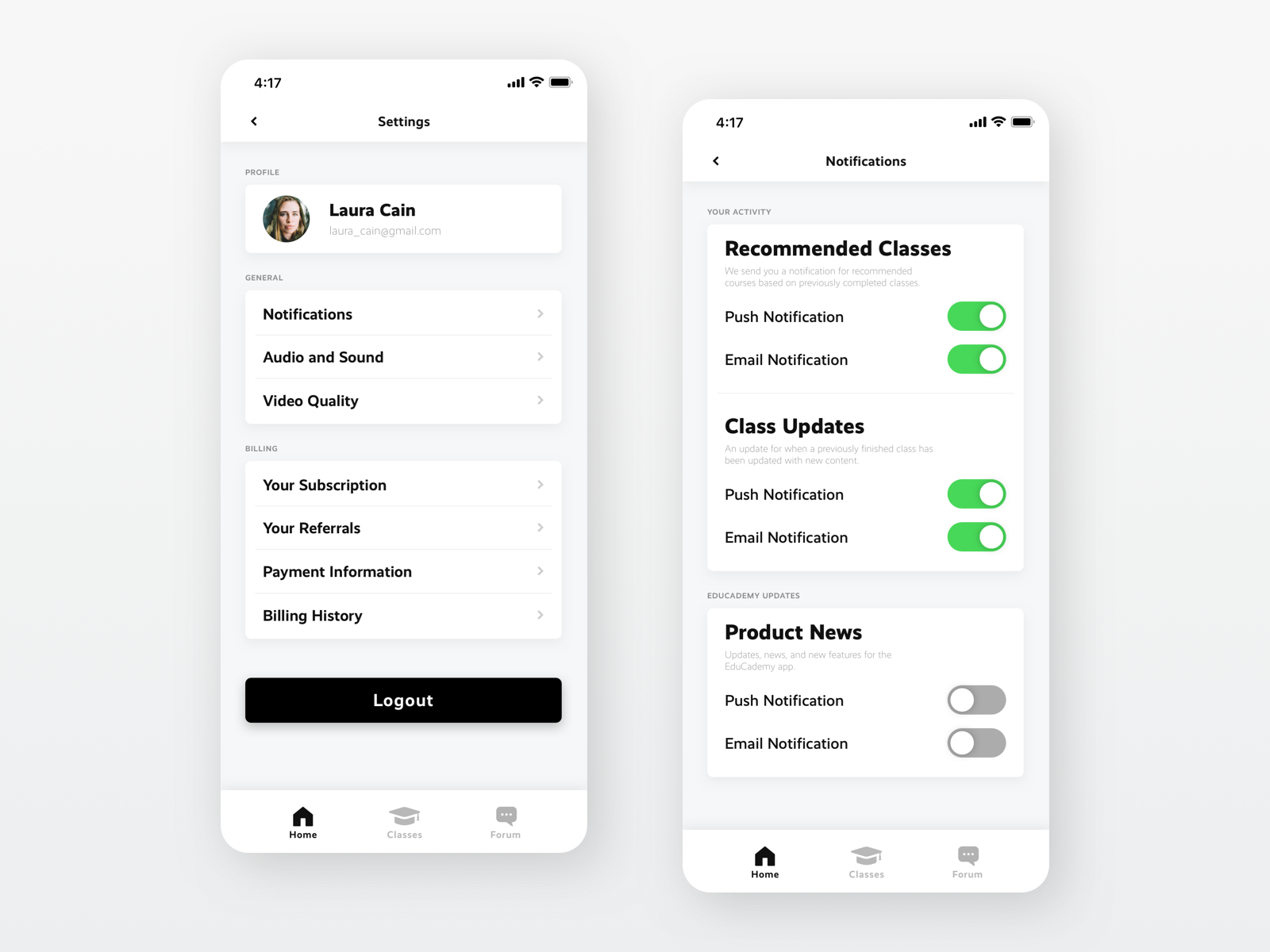 #007 Settings – Daily UI Challenge by Grizz Pierce on Dribbble