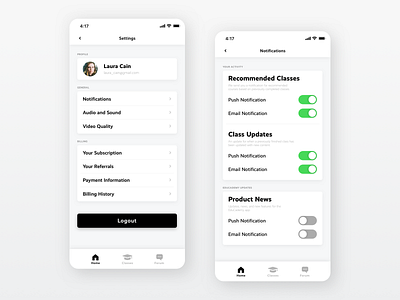 #007 Settings – Daily UI Challenge app ui clean daily ui daily ui 007 education app ios light theme mobile mobile ui modern ui notifications profile rounded settings settings page settings ui simple ui toggle ui ux