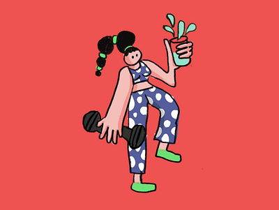 She Works Out colorful gym illustration illustrator illustrator art vector