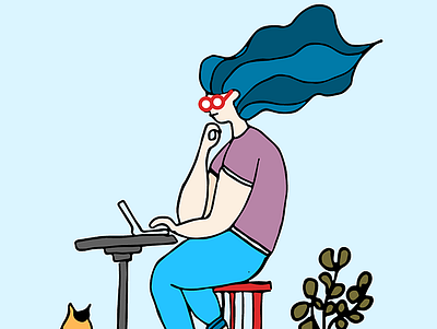 laptop girl branding colorful drawing drawing ink illustration illustrator illustrator art logo minimalist vector