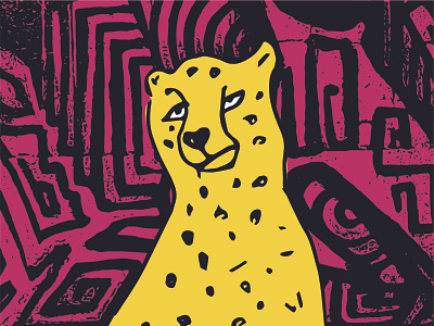 cheetah colorful drawing drawing ink illustration illustrator illustrator art minimalist pink vector yellow