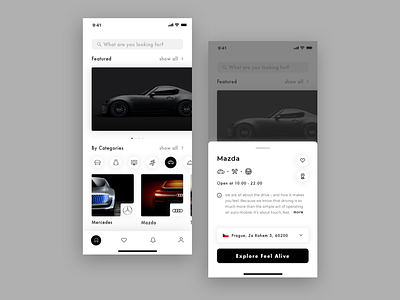 Online business platform app business button cars categories design dropdown featured icons ios iphonexs photo platform search tab tabbar ui view