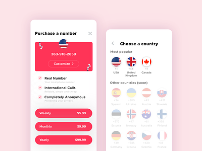 Numbr - 2nd phone number 2ndnumber app area code country customize design figma flag ios iphone x iphonexs number numbers phone popular purchases select sketch ui