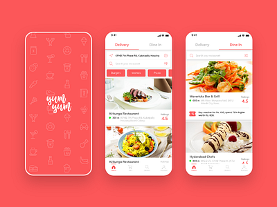 Yum Yum UI Design adobe xd animation sign in branding design flat design illustration ios app design mobile ui design ui ux