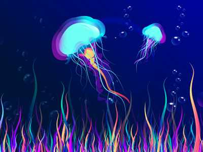 Jelly Fish deep sea design graphic design illustration illustrator jelly fish under water