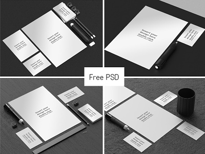 Free Black and White office mock - up free mockup psd