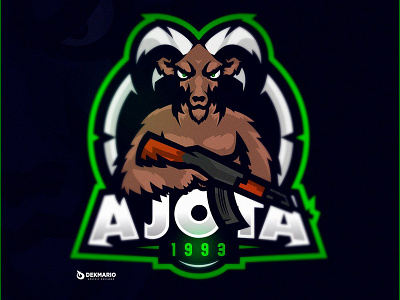 Ajota 1993 ak 47 animal branding design esports gaming goat identity illustration logo logotype mascot sport sports streamer typography youtube youtuber
