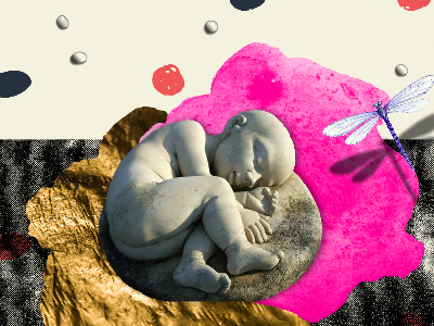 a life of its own digital collage dragonfly gold pink stone