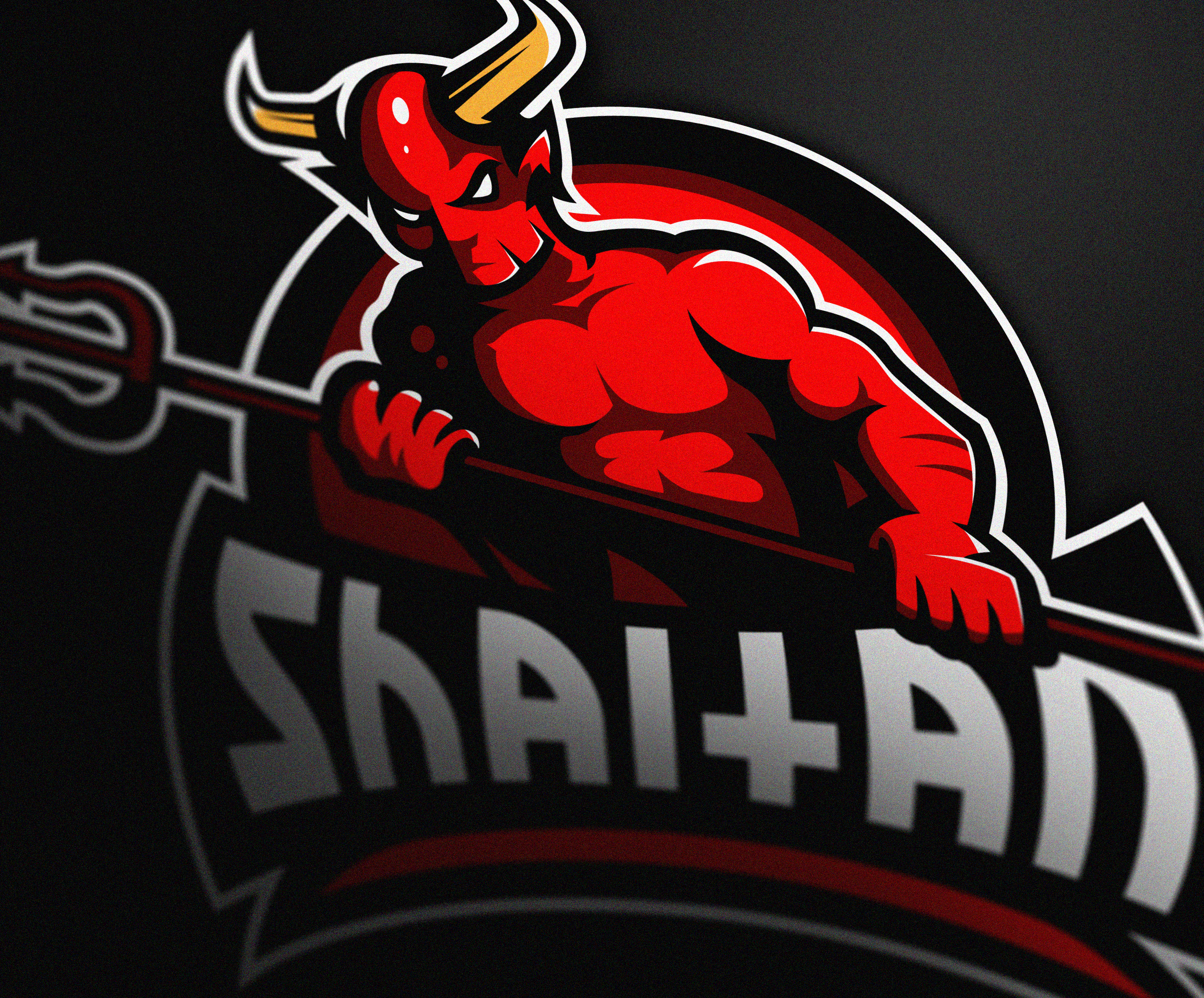 Devil holds trident esport mascot logo Royalty Free Vector