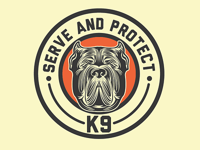 Serve & Protect K9 cane corso dog illustration k9 logo
