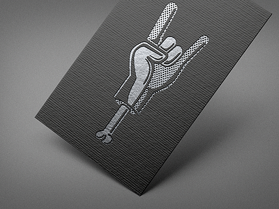 Horns Up card heavy illustration logo metal mockup rock roll silver texture