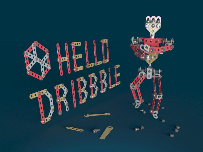 Hello Dribbble! 3d animation cinema 4d hello dribbble metal modelling