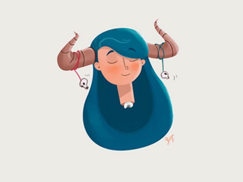 'Alla' the queen of horns character queen girl illustration