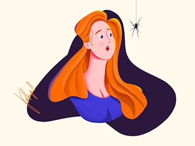 Look.. spider !! character design dribbble girl character illustration