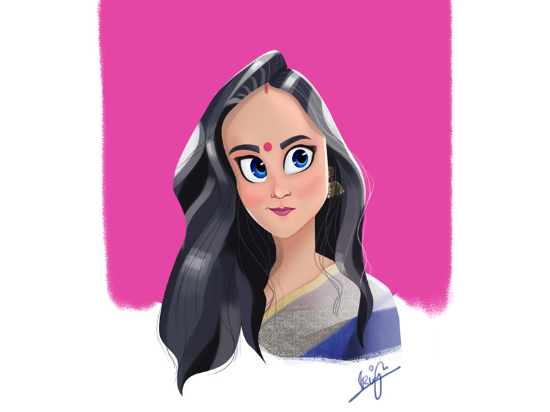 Stylized Character photoshop caricature dribbble characterdesing art adobe 2d illustration girl