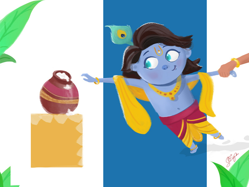 Lord Krishna.... god characterdesing adobe dribbble krishna design 2d art illustration character