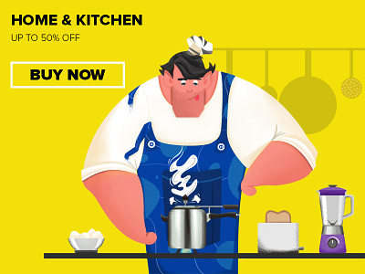 The kitchen king adobe character characterdesing design food illustration kitchen latest design man photoshop ui webdesign website