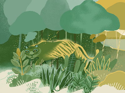Poster excerpt fantasy forrest illustration jungle nature tiger