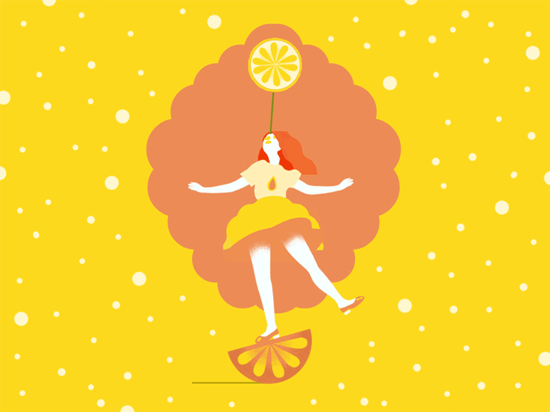Lemonlemon loop acrobat animation balance fun gif girl lemon playful