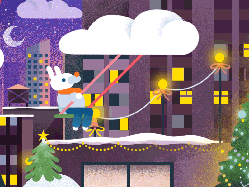 NBC christmas loop animation bear christmas city cloud fun gif icebear loop newyork rockefeller swing