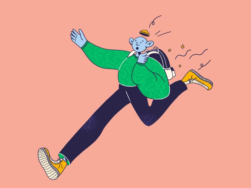 Hurry up, dude! procreate flat boy design illustration character