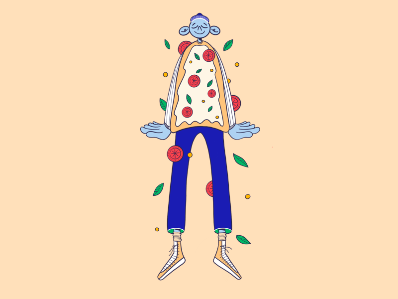 Pizza time flat design boy procreate illustration character