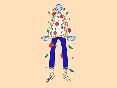 Pizza time boy character design flat illustration procreate