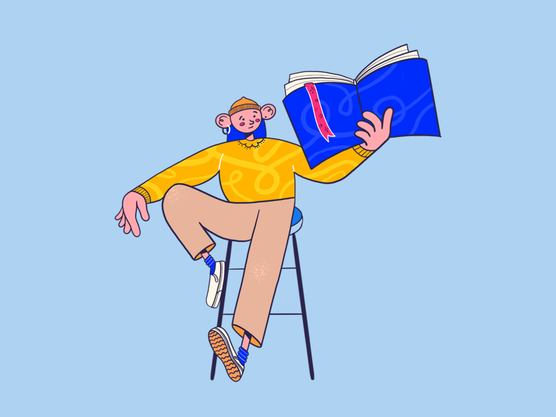 Reading girl design girl illustration character procreate