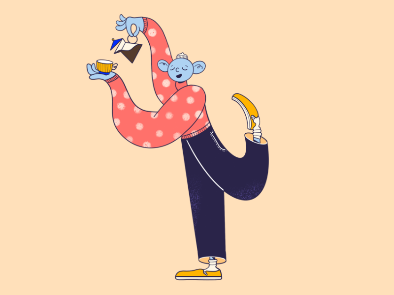 Coffee time сoffee character boy design illustration procreate