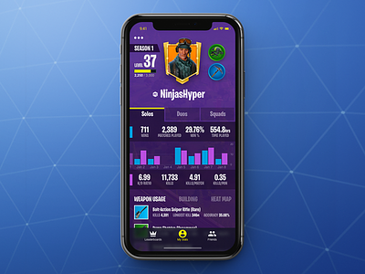 Fortnite Battle Royale Stats App app companion fortnite gaming ios iphone iphonex pc playstation profile stats xbox