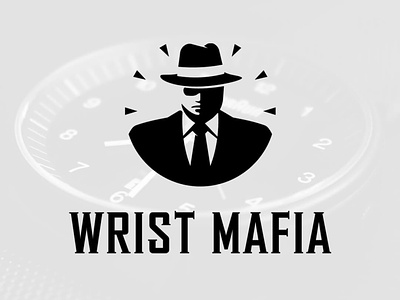 Wrist Mafia Logo brand branding face gangster hat jewelry logo logo design logomark logotype mafia man mob suit tie time timepiece watch wrist wristwatch