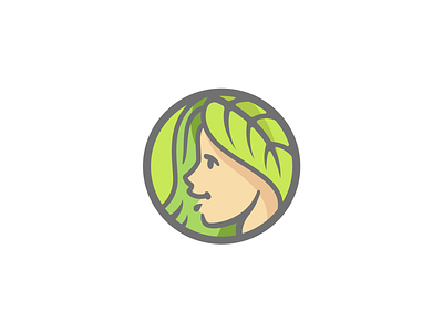 Girl With Leaf Logo beautiful brand branding character cute eco elegant face girl green hair health leaf logo logos mascot nature nice sale vegan