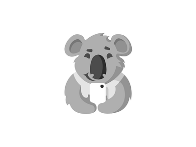 Koala And Smartphone animal branding cartoon character cute device fluffy gadget koala logo logotype mascot phone smartphone wild