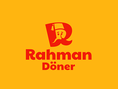 Kebab logo brand cook doner fastfood food kebab letter logo logotype mascot minimalism mustache r tasty turkish