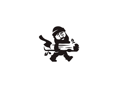 Woodcutter black brand branding carpenter character forest furniture logo logotype mascot master negativespace person sawmill