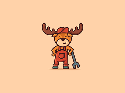 Deer master animal brand branding cartoon character color cute deer design happy logo logotype mascot master nice repairman sale unused