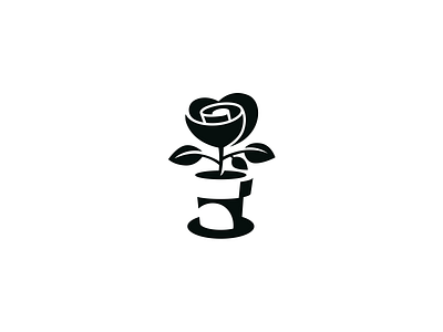 Love Flower black brand branding design flat flower logo logotype love monochrome negativespace sale unused vanentine