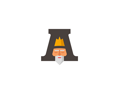 A And King a beard brand branding character crown elegant king letter logo logotype man mark modern negativespace sale sign smart unused