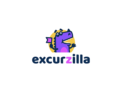 Excurzilla agency brand branding character cute excursion funny godzilla guide lizard logo logotype mascot nice smile tourism travel