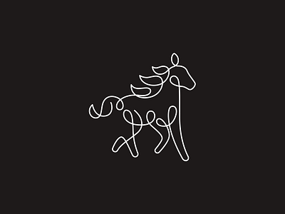 Running horse animal black brand branding design horse line logo logotype mark modern monochrome monoline run runch running sale unused white wild