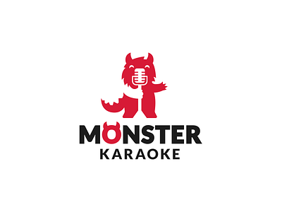 Monster karaoke brand branding cartoon character creative design elegant karaoke logo logotype mark mascot minimalism modern monster negativespace sing singer song