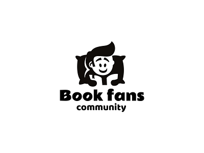 Book fans black book brand branding cartoon character creative cute design elegant logo logotype mascot modern negativespace read reading sale simple unused