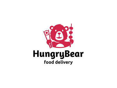 HungryBear animal bear brand branding cartoon character cute delivery design flat food funny kebab logo logotype mascot nice restaurant sale sushi