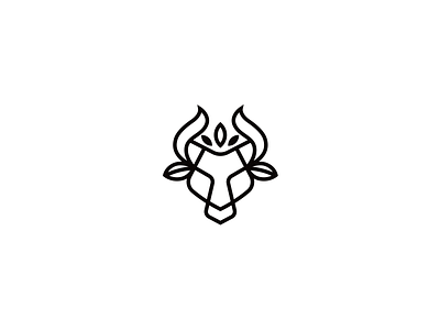 Linear bull animal brand branding bull character design eco elegant leaf line linear lineart logo logotype mascot minimalism nature sale wild