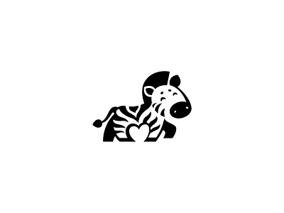 Zebra in love animal brand branding cartoon character creative cute elegant heart logo logotype love mark mascot modern monochrome negativespace simple wild zebra