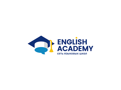 English Academy academy brand branding creative education elegant english graduate hat lesson logo logotype modern pupil simple speak student talk teacher tutor