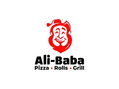 Ali-Baba brand branding cafe cartoon character creative delivery elegant flat food grill logo logotype mascot modern pizza restaurant roll simple tasty