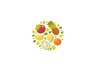 Vegan set ananas avocado brand branding design flat fruit fruits logo logotype mango orange sale unused vegetables